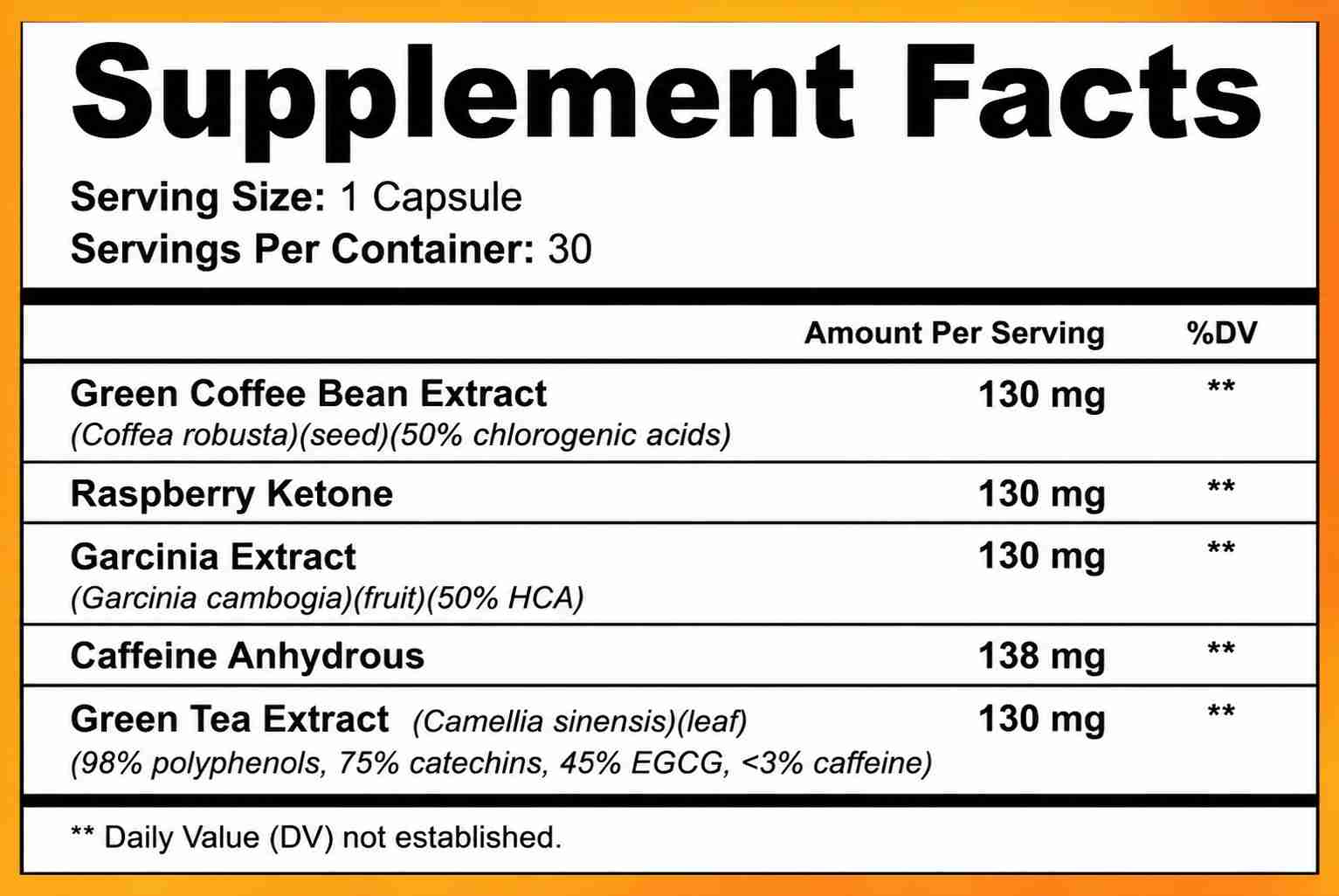 SodaSlim Supplement Facts